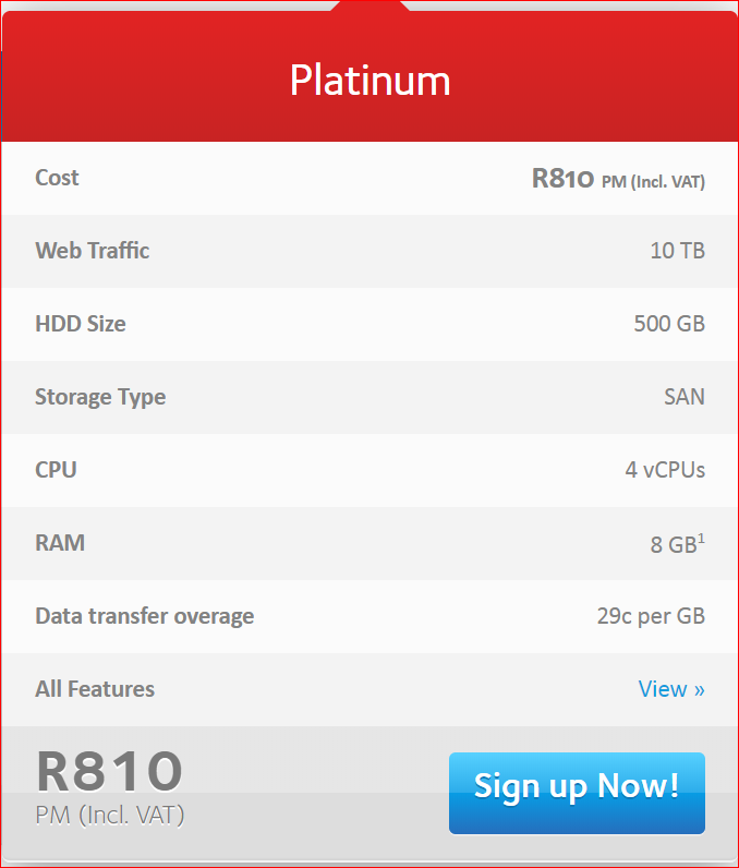 Afrihost platinum cloud hosting
